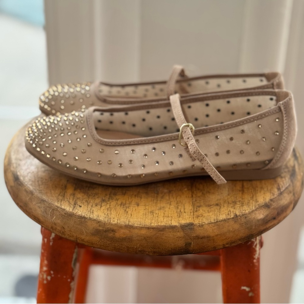 Time and Tru Rhinestone Mary Jane Flats Women’s Size 6.5 NWT Nude Mesh Sparkle - Picture 4 of 10